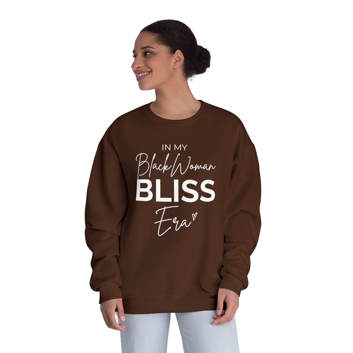 Unisex Black Woman Bliss Era Sweatshirt - Cozy Crewneck, Inspirational Gift, Black Woman Pride, Everyday Comfort, Affirmation Style