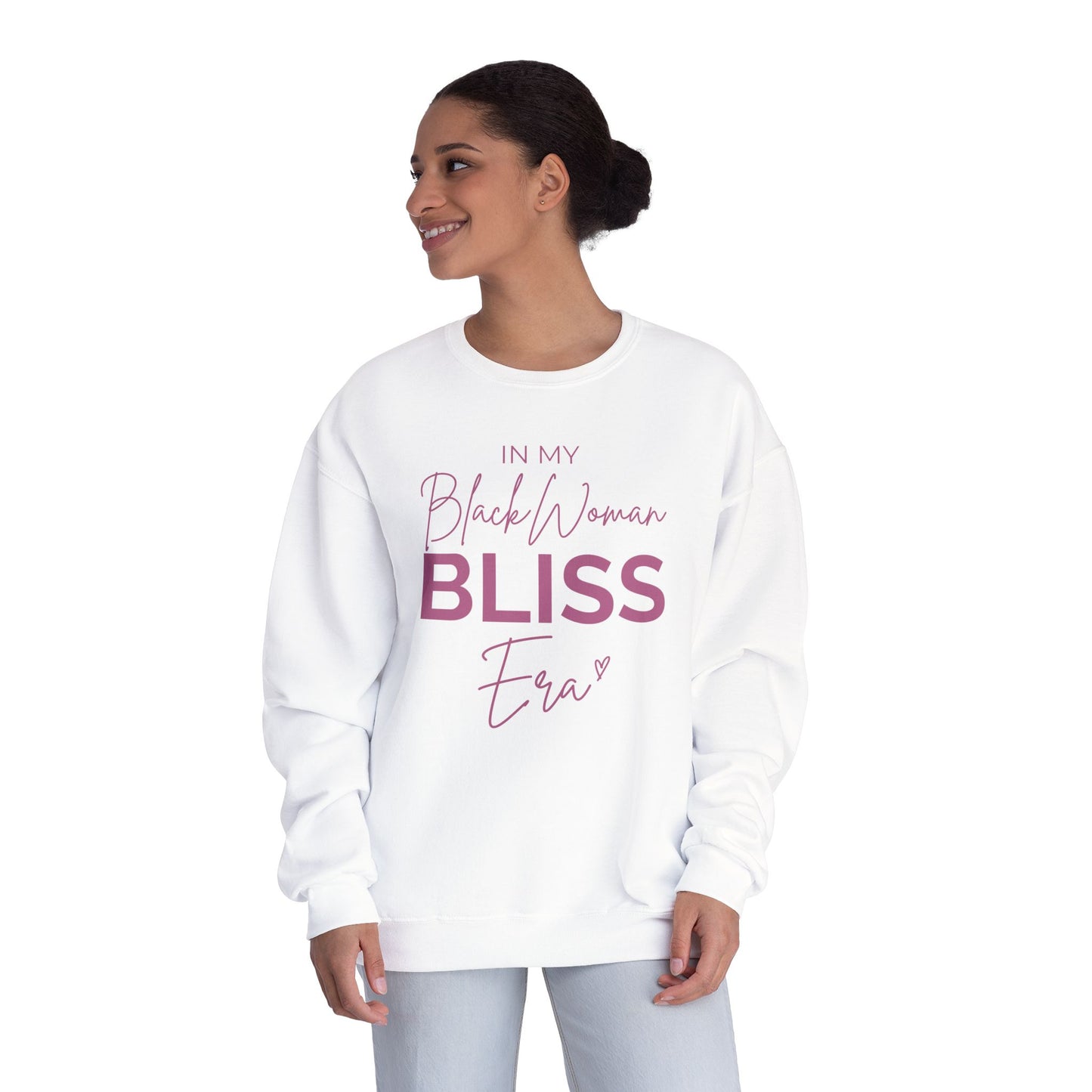 Unisex Black Woman Bliss Era Sweatshirt - Cozy Crewneck, Inspirational Gift, Black Woman Pride, Everyday Comfort, Affirmation Style