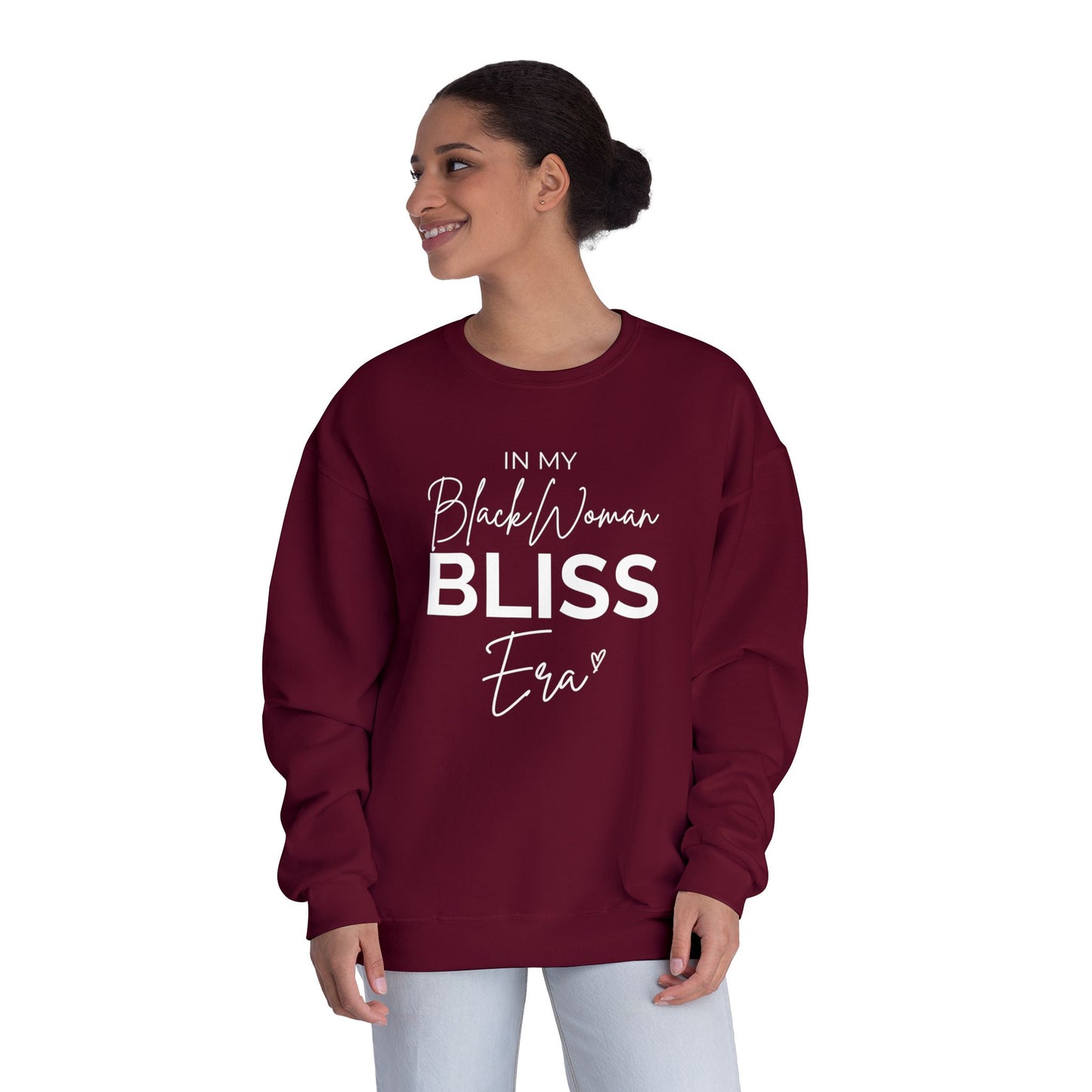 Unisex Black Woman Bliss Era Sweatshirt - Cozy Crewneck, Inspirational Gift, Black Woman Pride, Everyday Comfort, Affirmation Style