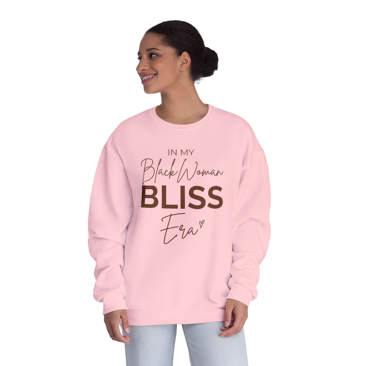 Unisex Black Woman Bliss Era Sweatshirt - Cozy Crewneck, Inspirational Gift, Black Woman Pride, Everyday Comfort, Affirmation Style