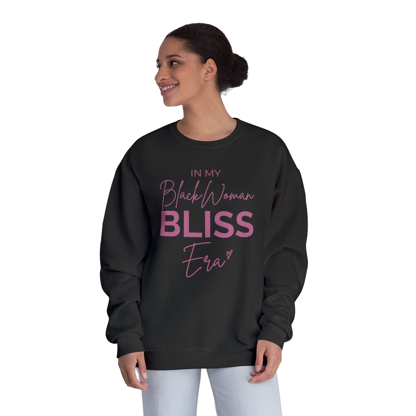 Unisex Black Woman Bliss Era Sweatshirt - Cozy Crewneck, Inspirational Gift, Black Woman Pride, Everyday Comfort, Affirmation Style